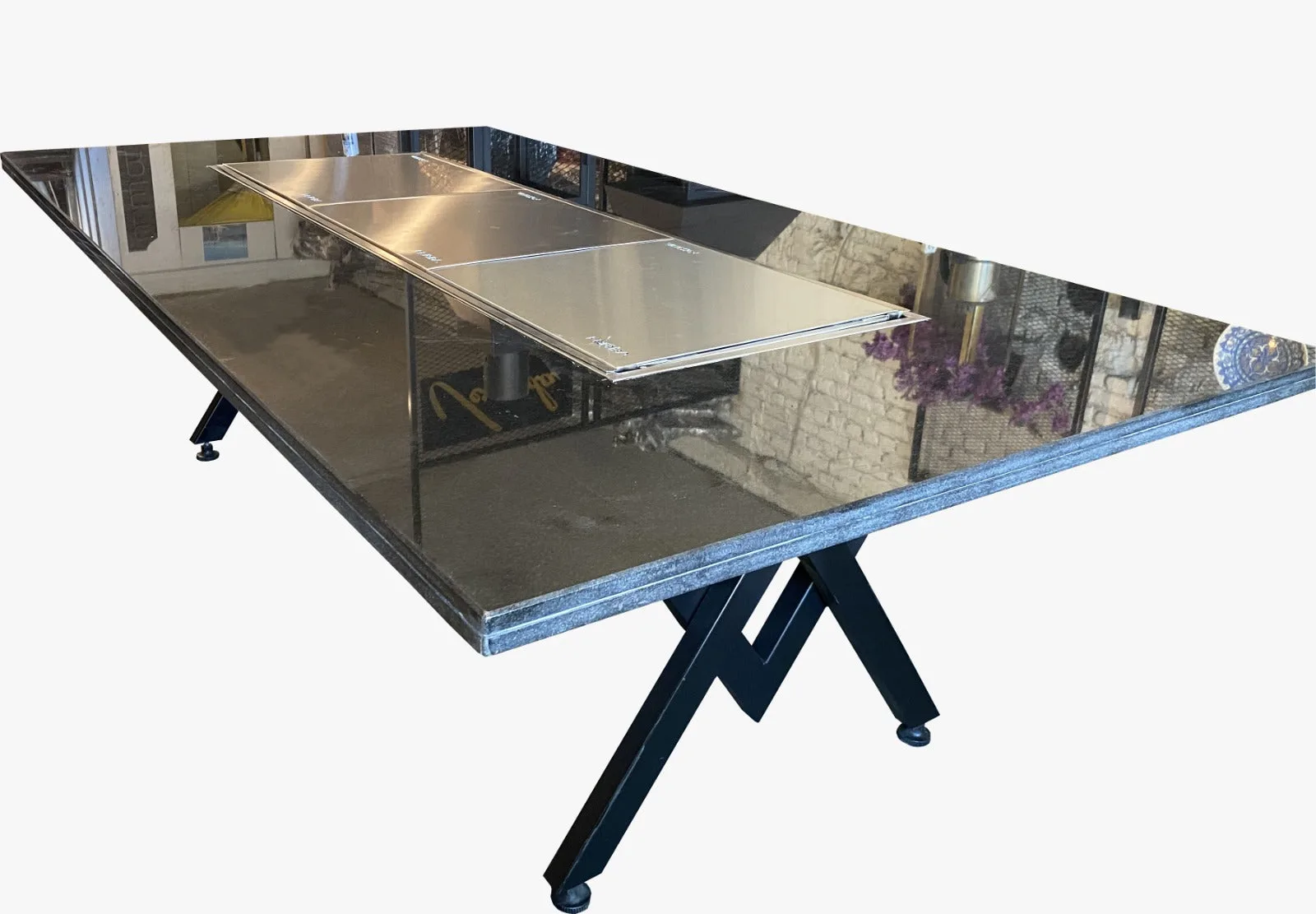 Siyah Granit Mangal Masa (240x130 cm)-[12 Kişilik]